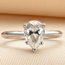 925 Silver Ring 2 Pear Cut Womens Engagement Synthetic Diamond Wedding Ring Gift Jewelry