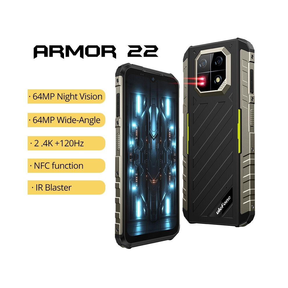 (Green) Ulefone Armor 22 Android 13,8GB+128GB ROM, 6600mAh 33W,NFC,64MP Night Camera-image-OPC-PH5JW5Z-NEW