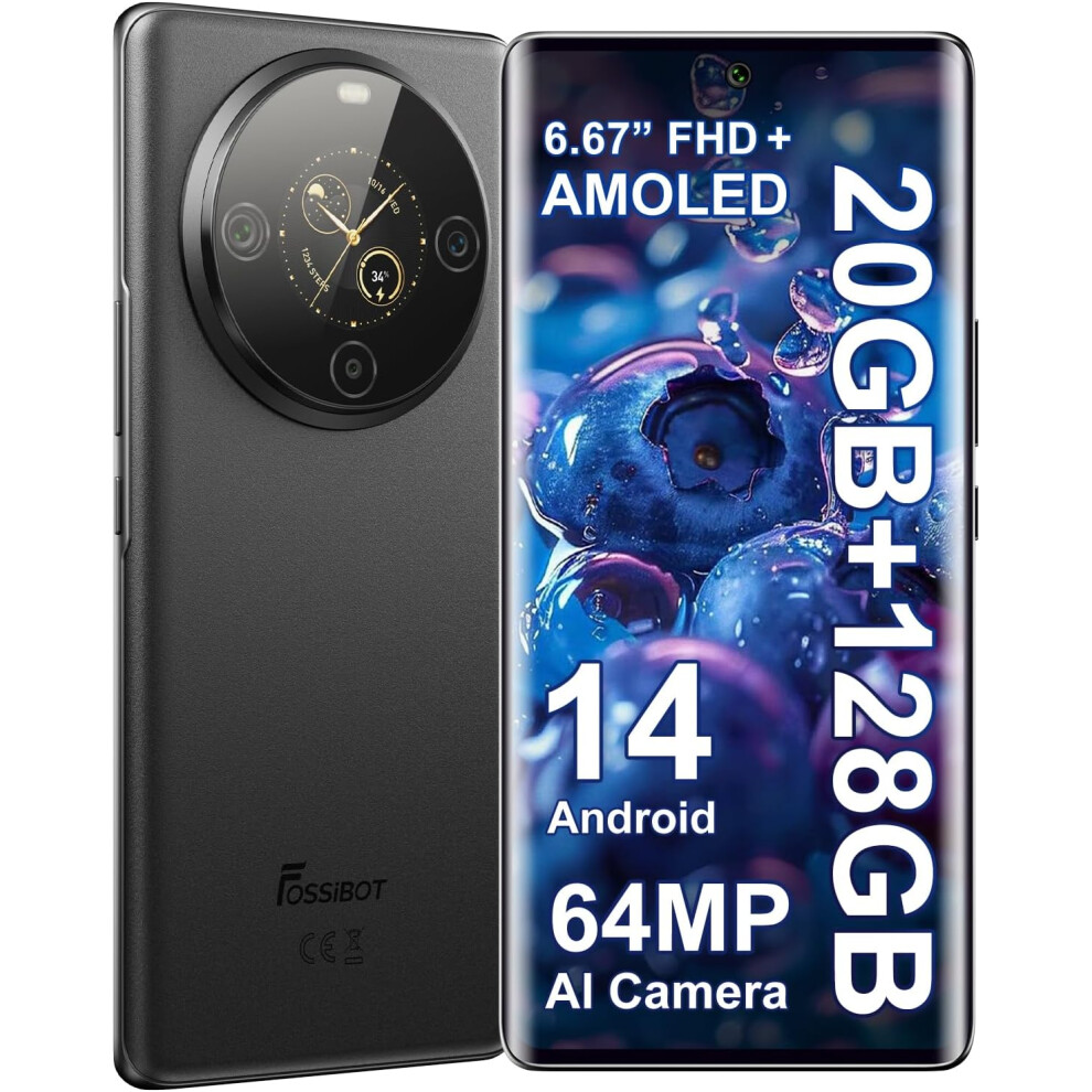 (Black) FOSSiBOT S3 Pro Phone  Dual Screen, AI Camera 60MP, Android 14 Unlocked Mobile Phone, 6GB 128GB,-image-OPC-PH5JW8W-NEW