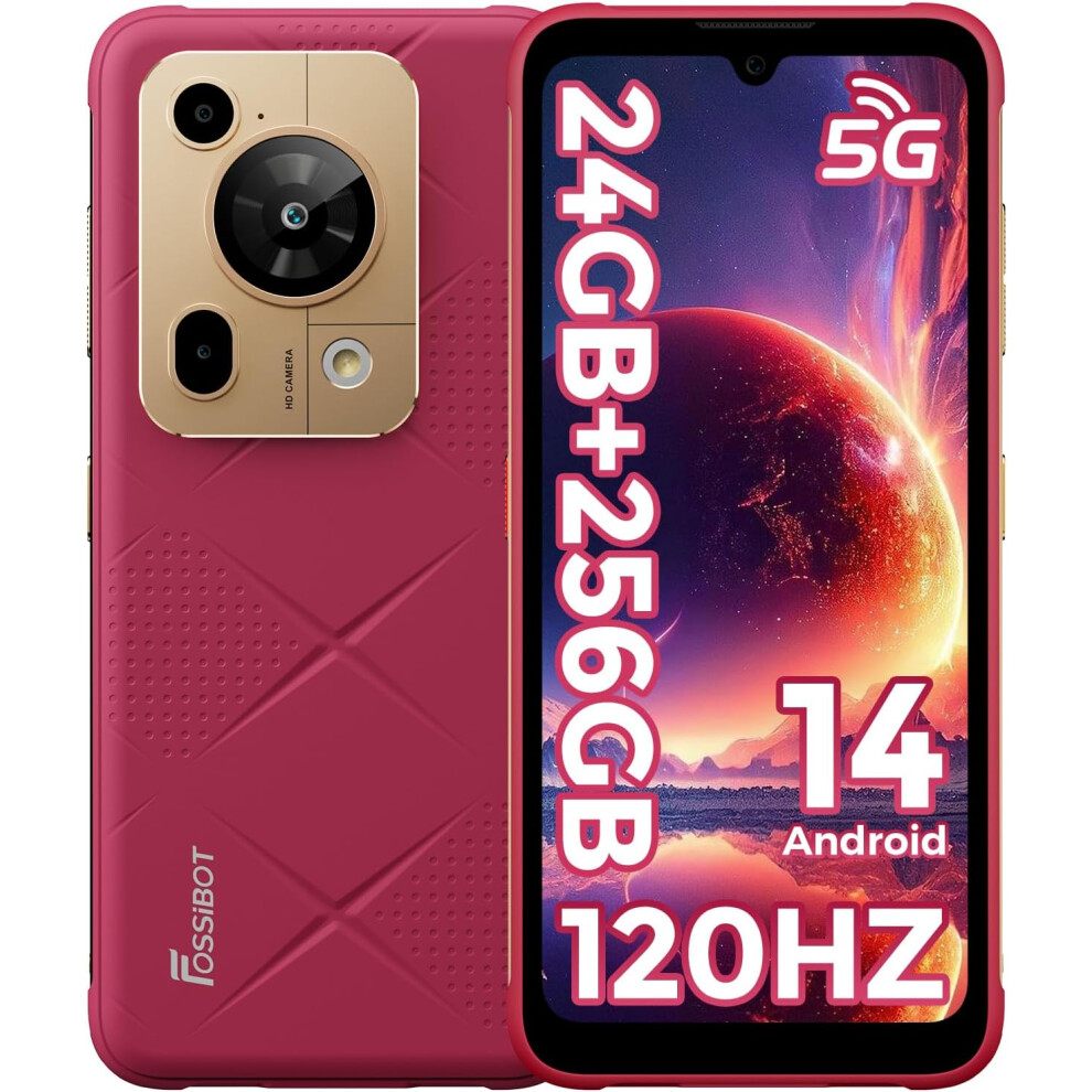 (Red) Fossibot F112 Pro Unbreakable Mobile Phone 12Gb 256Gb Red 6942961581485