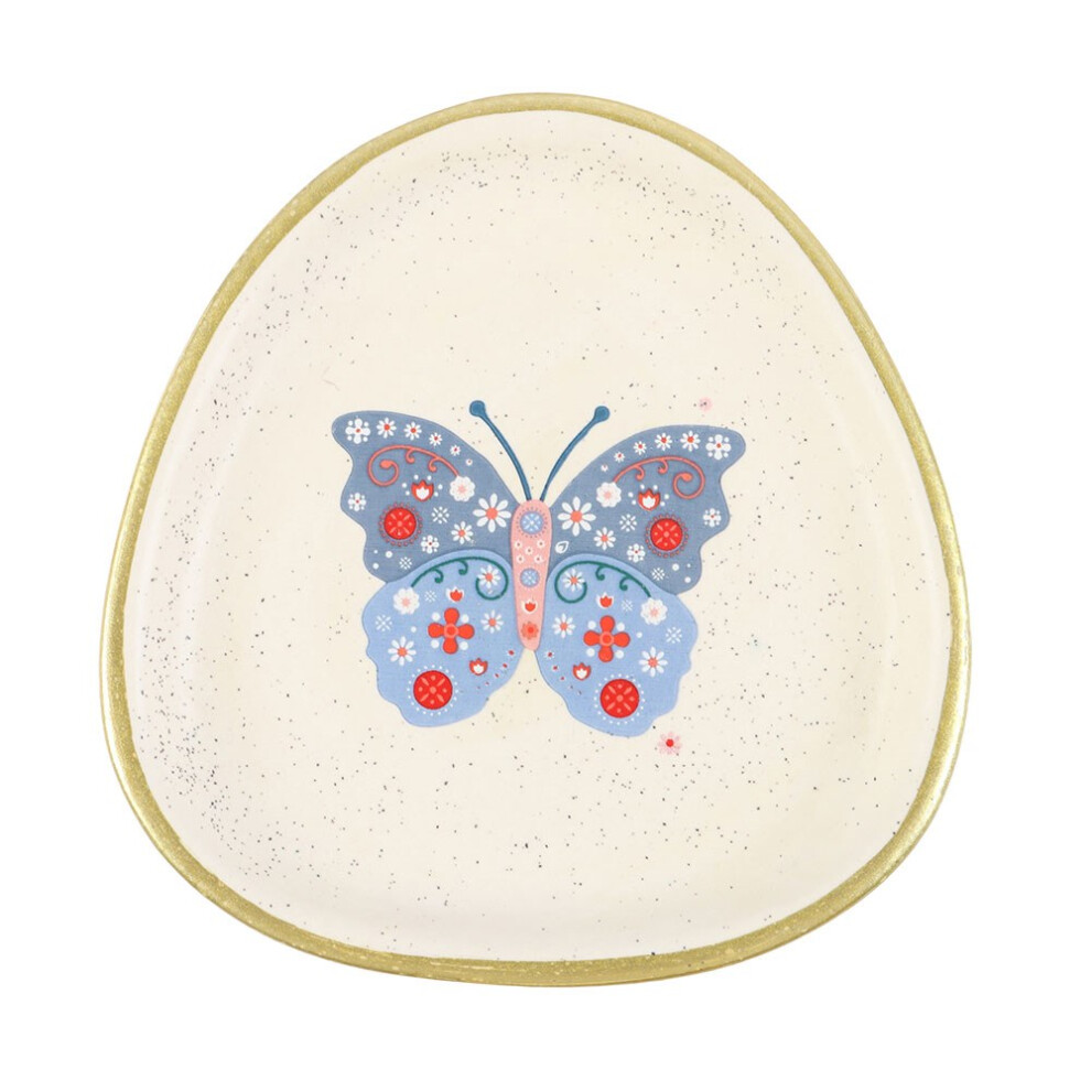 Something Different Floral Butterfly Ceramic Trinket Dish