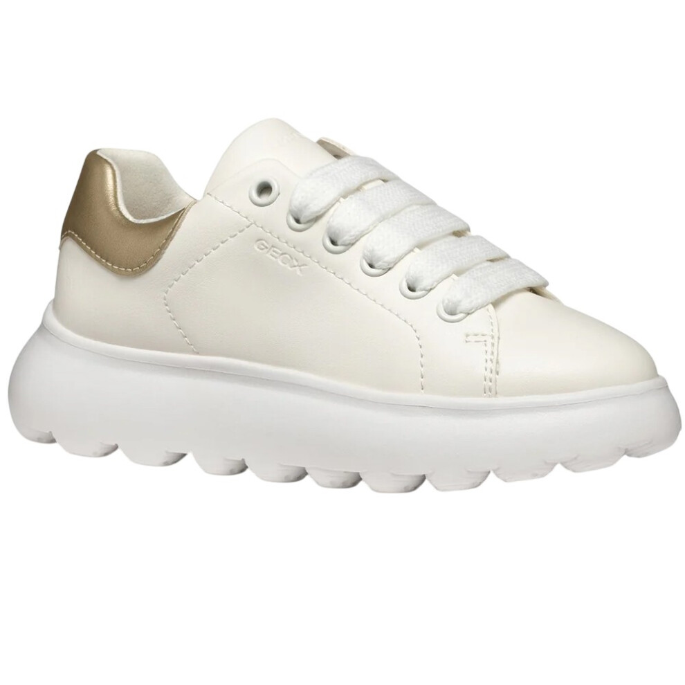 (4 UK Child, White/Platinum) Geox Girls Puffypop Trainers
