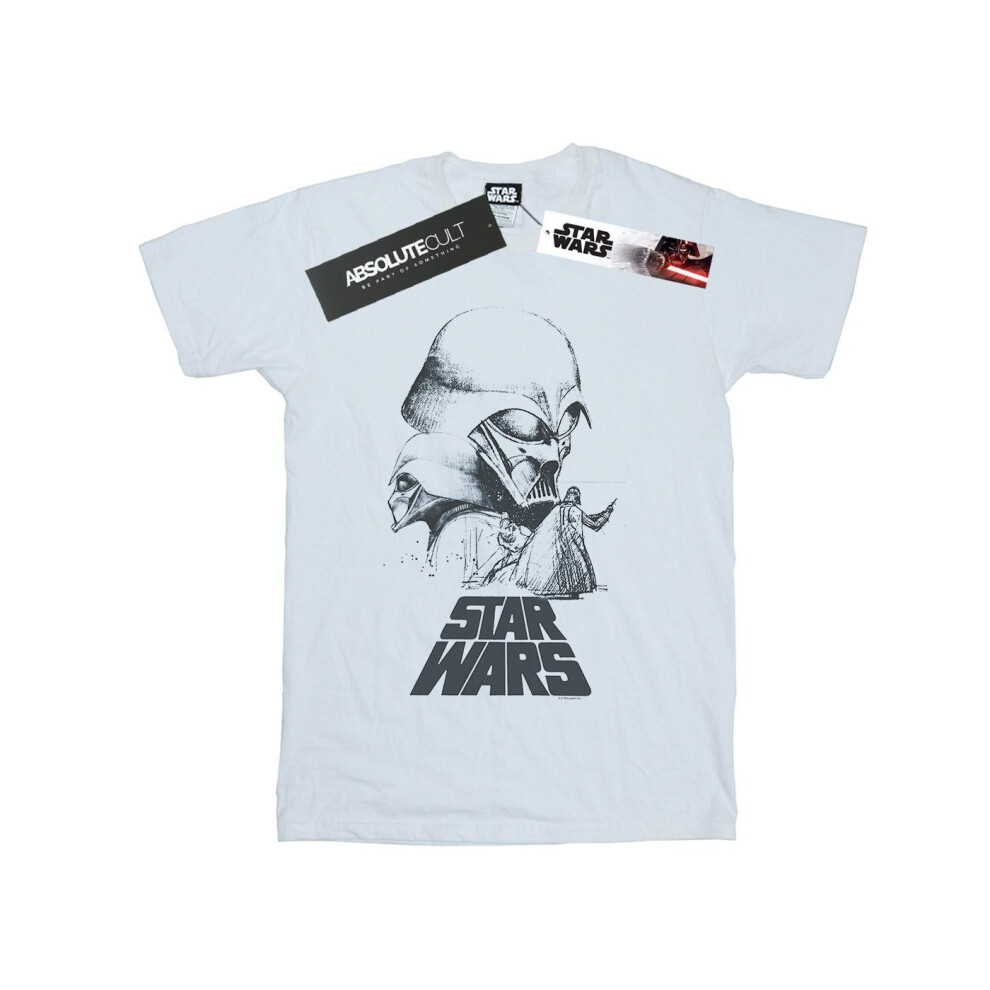 (XXL, White) Star Wars Womens/Ladies Darth Vader Sketch Cotton Boyfriend T-Shirt