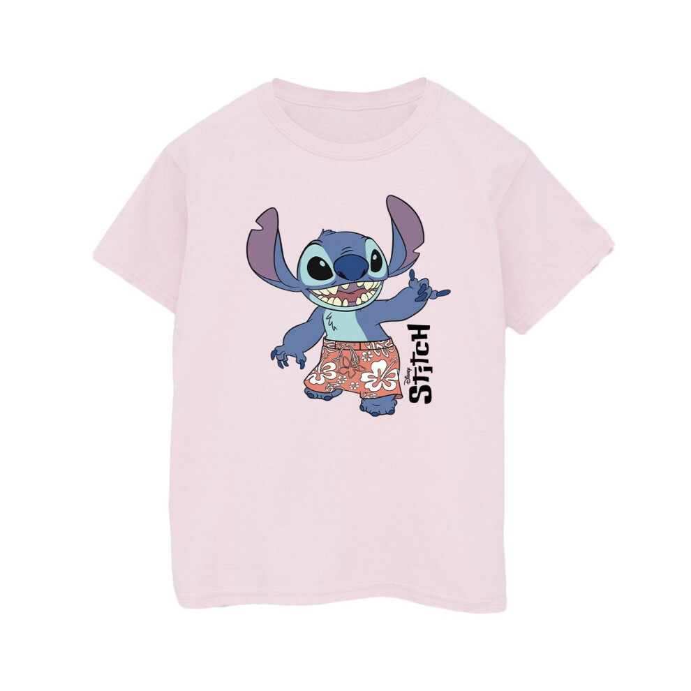 (XL, Baby Pink) Disney Womens/Ladies Lilo & Stitch Bermuda Shorts Cotton Boyfriend T-Shirt