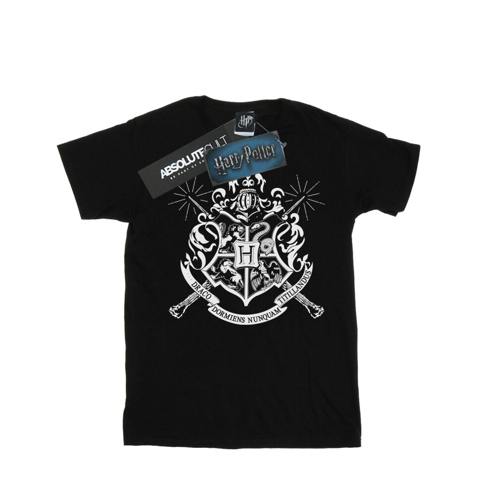 (5-6 Years, Black) Harry Potter Boys Hogwarts Badge Wands T-Shirt