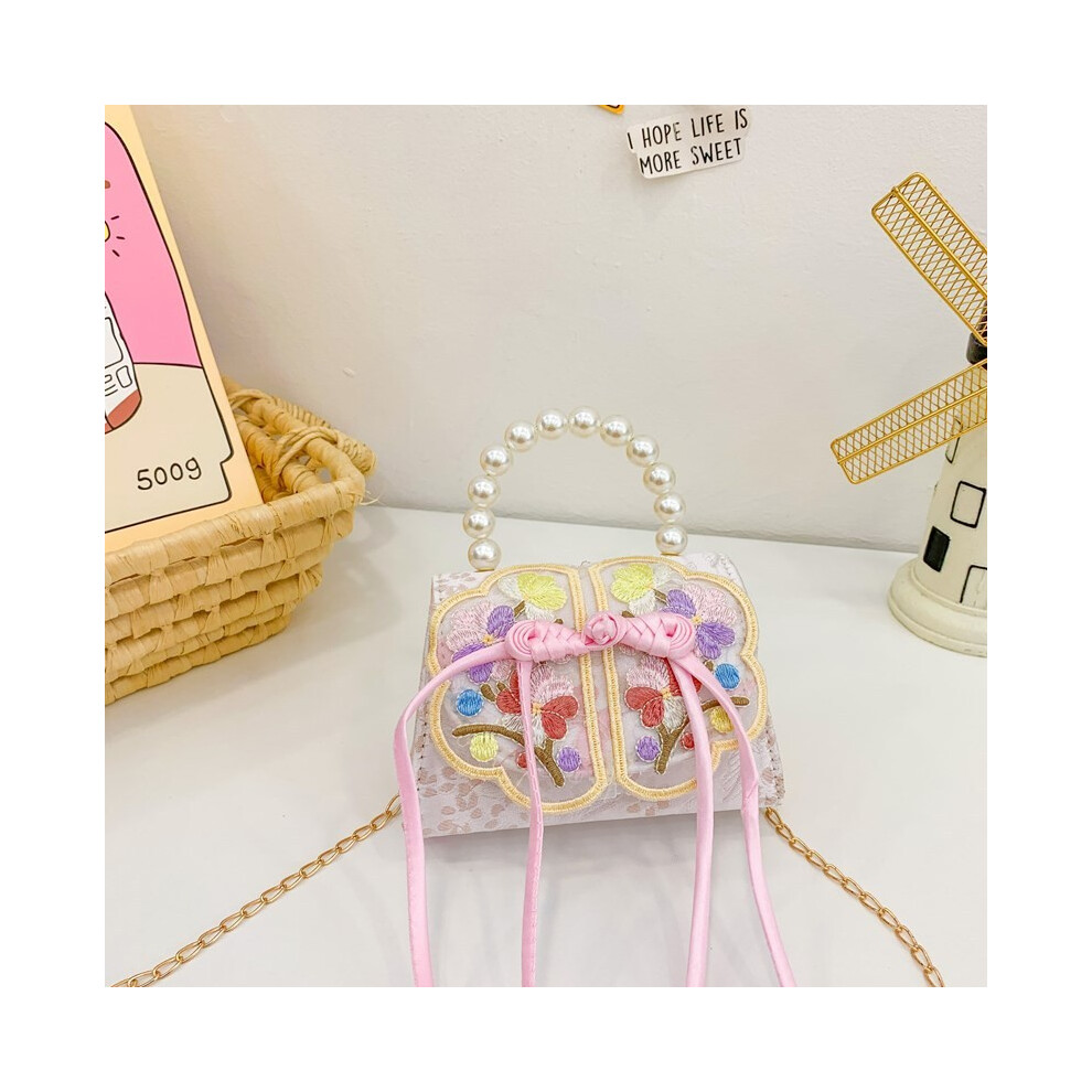 (White Flower) Pattern Pearl Girl Lovely Shoulder Bag With Soft Fabric Handbag For Daily Use-image-OPC-PH5KJBM-NEW