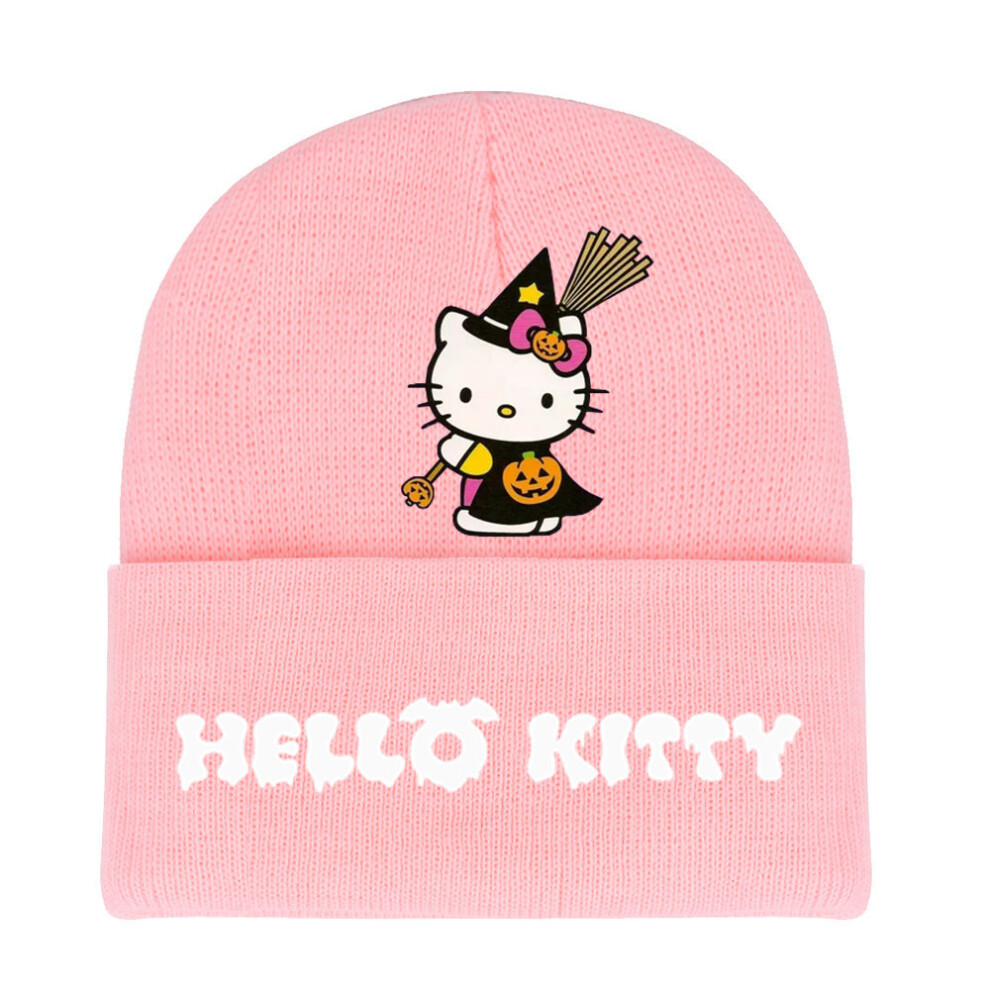 (StyleMM) Hello Halloween Kitty Printed Knit Cap For Winter Teens And Enthusiasts Cartoon-image-OPC-PH5KTXG-NEW