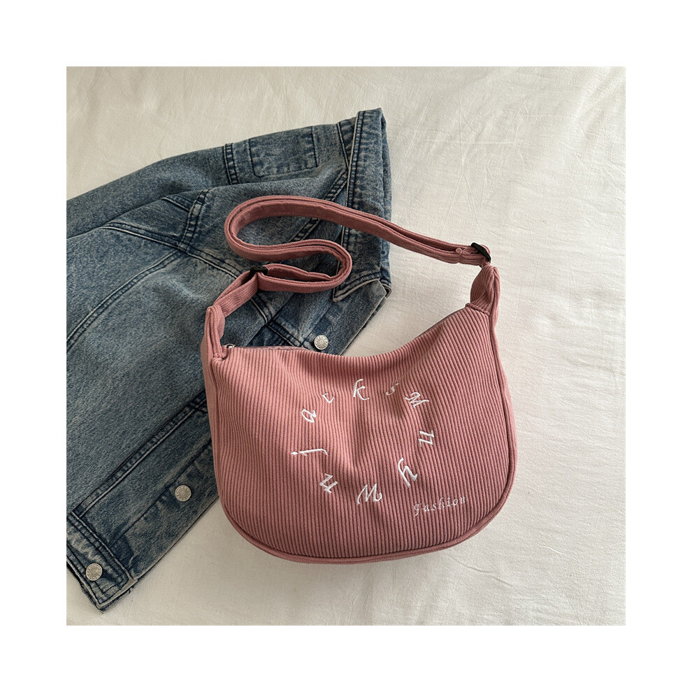 (Pink) Single Embroidery Letter Shoulder Underarm Bag Fashion Handbag Gift Solid Color-image-OPC-PH5M52S-NEW
