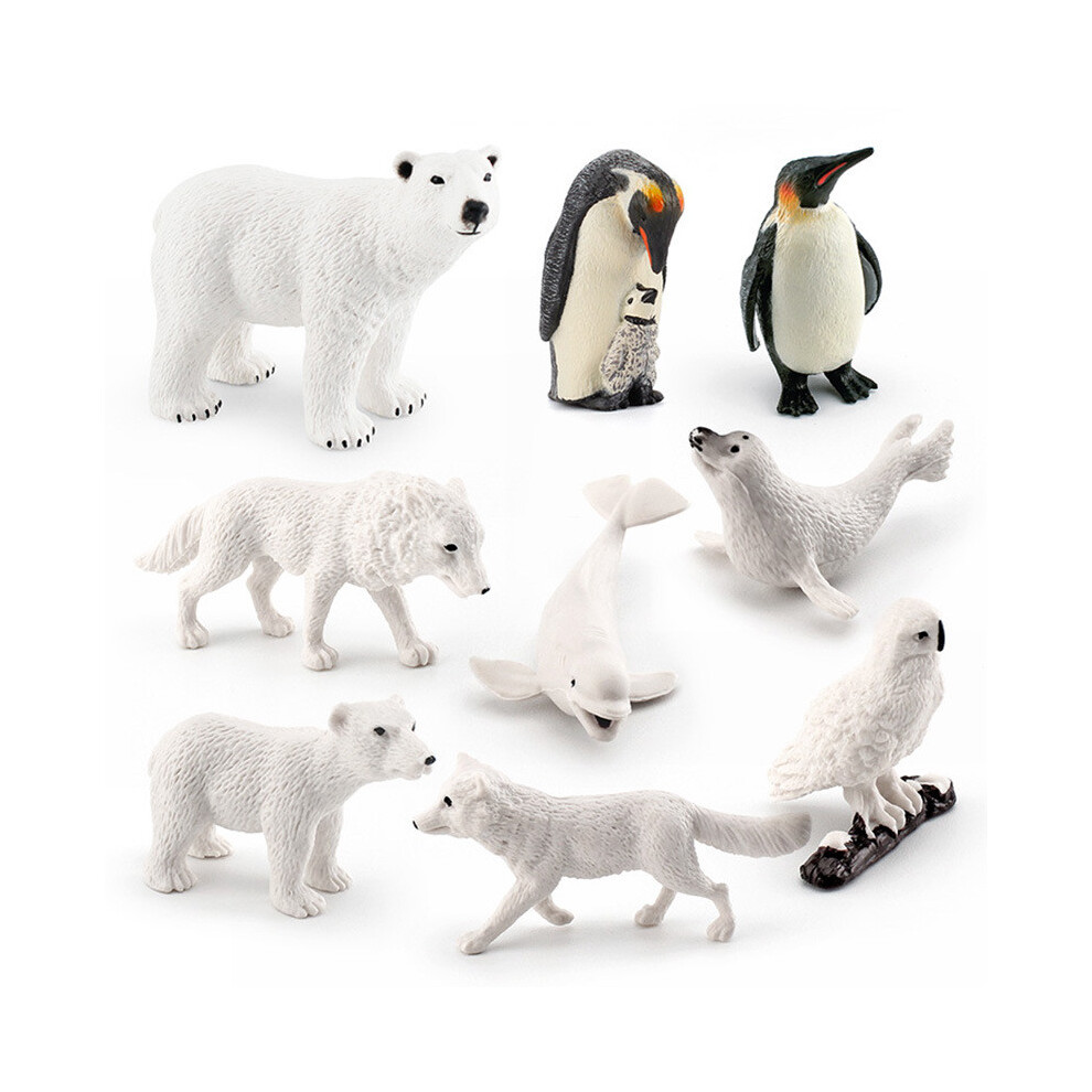 (StyleA) Stunning Arctic Wildlife Model Set With Penguin Polar Bear Arctic Fox Seal Wolf And Owl Nature Lovers For