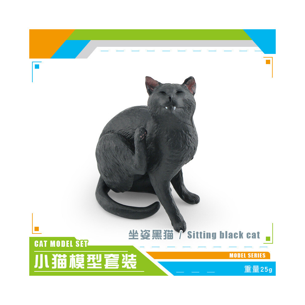 (Sitting Black Cat) Model Realistic Cat Figurine Three Color Cat Plush Toy Home Collectible Decor-image-OPC-PH5MBPT-NEW