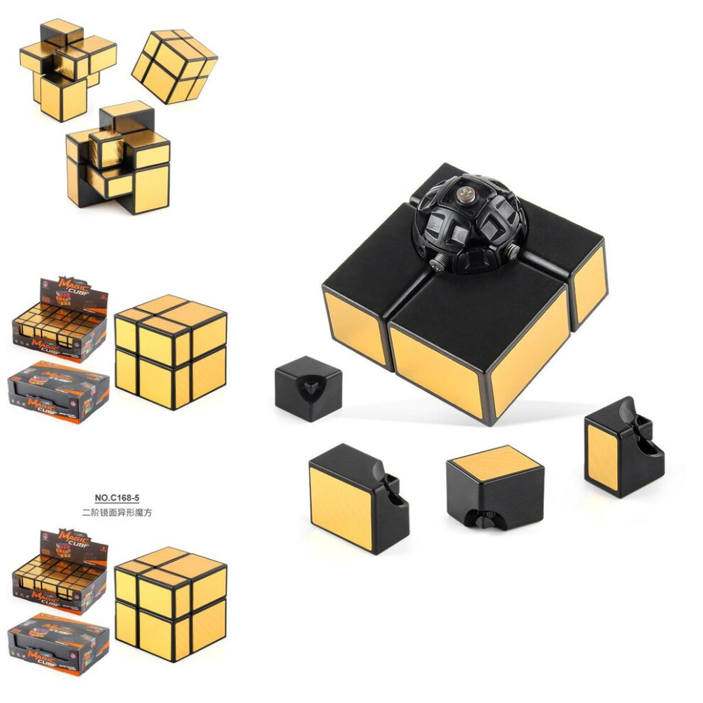 Kids Six Educational Piece Magic Cube Set With Brilliant Gold Rotation Smooth Mirror-image-OPC-PH5MFKG-NEW