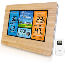 Wireless Weather Station Digital Weather Station with Alarm and Humidity Barometer Alarm Moon Phase Weather Clock with Outdoor Sensor
