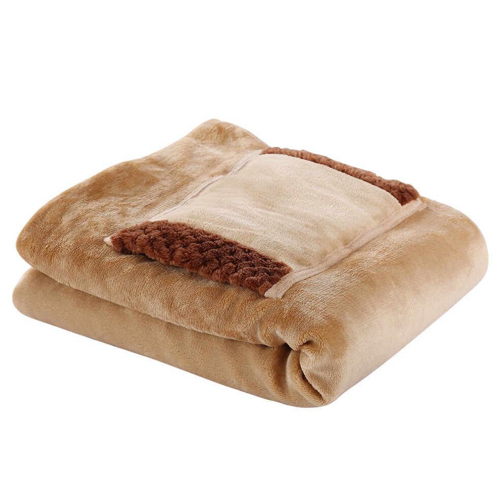 (Camel) Heated Electric Throw Over Blanket Large Warm Washable Fleece Warming Usb Winter