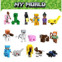 16pcs Minecraft Theme Building Blocks Cake Decoration Kit - DIY Figures for Kids, Non-Toxic Plastic, Party Cake Toppers