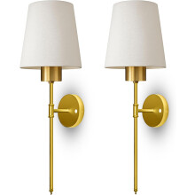 2x Rechargeable Gold LED Wall Sconces - Wireless Wall Lights with Timer & Memory Function [Energy Class A+]