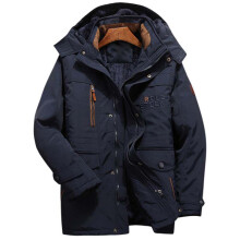 (NavyBlue, 3XL) Mens Warm Winter Thick Fur Lined Hooded Jacket Zipper Bomber Parka Coat Military