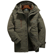 (Army Green, 4XL) Mens Warm Winter Thick Fur Lined Hooded Jacket Zipper Bomber Parka Coat Military