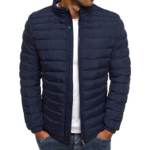 (NavyBlue, L) Warm Puffer Mens Bubble Coat Jacket Quilted Padded Outwear Winter Lightweight