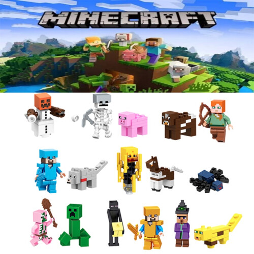 16pcs Theme Minecraft Building Blocks Assembled Cake Decoration Plugin Ins Party 2