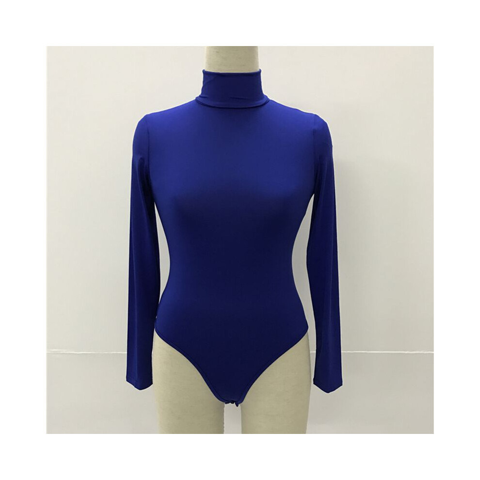 (DarkBlue, M) Turtleneck Women Winter Long Sleeve Basic Bodysuit Stretch Tshirt Solids Top-image-OPC-PH5MWS7-NEW