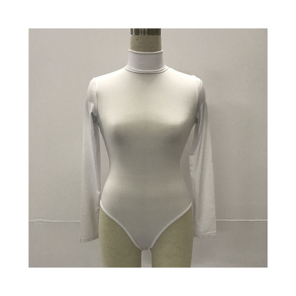 (White, M) Turtleneck Women Winter Long Sleeve Basic Bodysuit Stretch Tshirt Solids Top-image-OPC-PH5MWQN-NEW