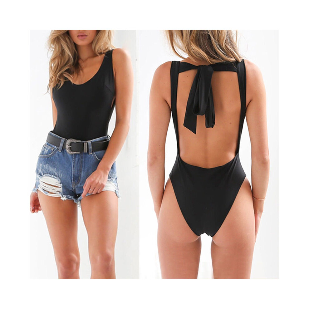 (Black, L) Backless Rompers Womens Sleeveless Bodysuit Tank Top Party New Swimwear Clubwear-image-OPC-PH5MWW2-NEW