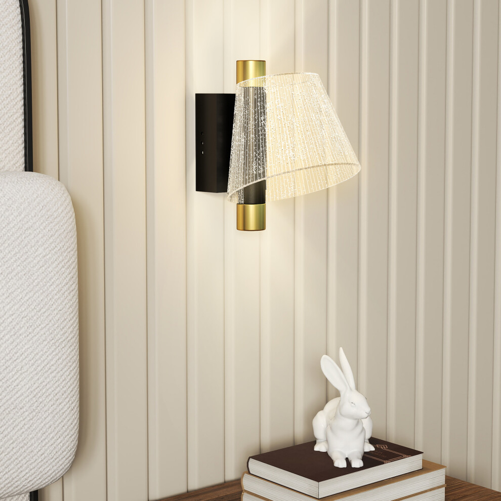 Homcom Led Wall Lamp 2 Pack, Modern Indoor Starry Wall Light, Black