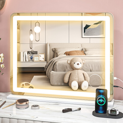 Homcom HOMCOM Vanity Mirror with Lights, 10X Magnifying, USB Charging Port, White 1