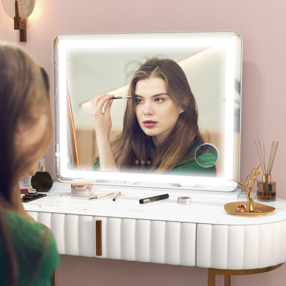 Homcom Vanity Mirror With Lights, 10X Magnifying, Usb Charging Port, White