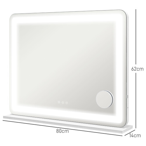 Homcom HOMCOM Vanity Mirror with Lights, 10X Magnifying, USB Charging Port, White 2
