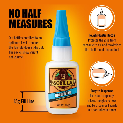 Gorilla Gorilla Super Glue, 15g  All Purpose, Impact Tough 1
