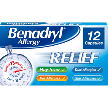 Benadryl Allergy Relief Capsules (1 x 12 Capsules)