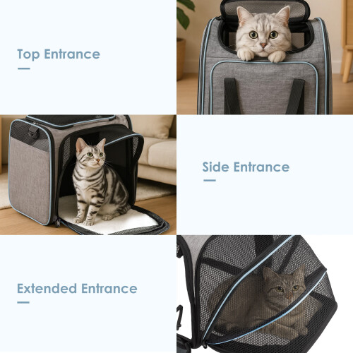 Expandable Cat Carrier Airline Approved Sided Foldable Pet Carrier 1