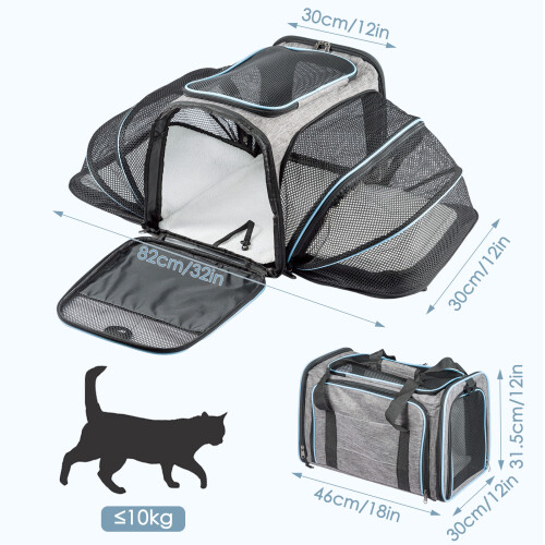 Expandable Cat Carrier Airline Approved Sided Foldable Pet Carrier 2