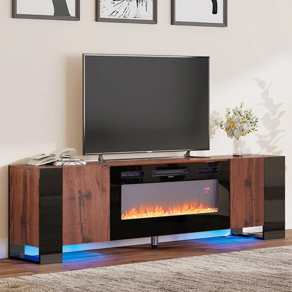 Recessed Electric Fireplace TV Stand with Remote Control