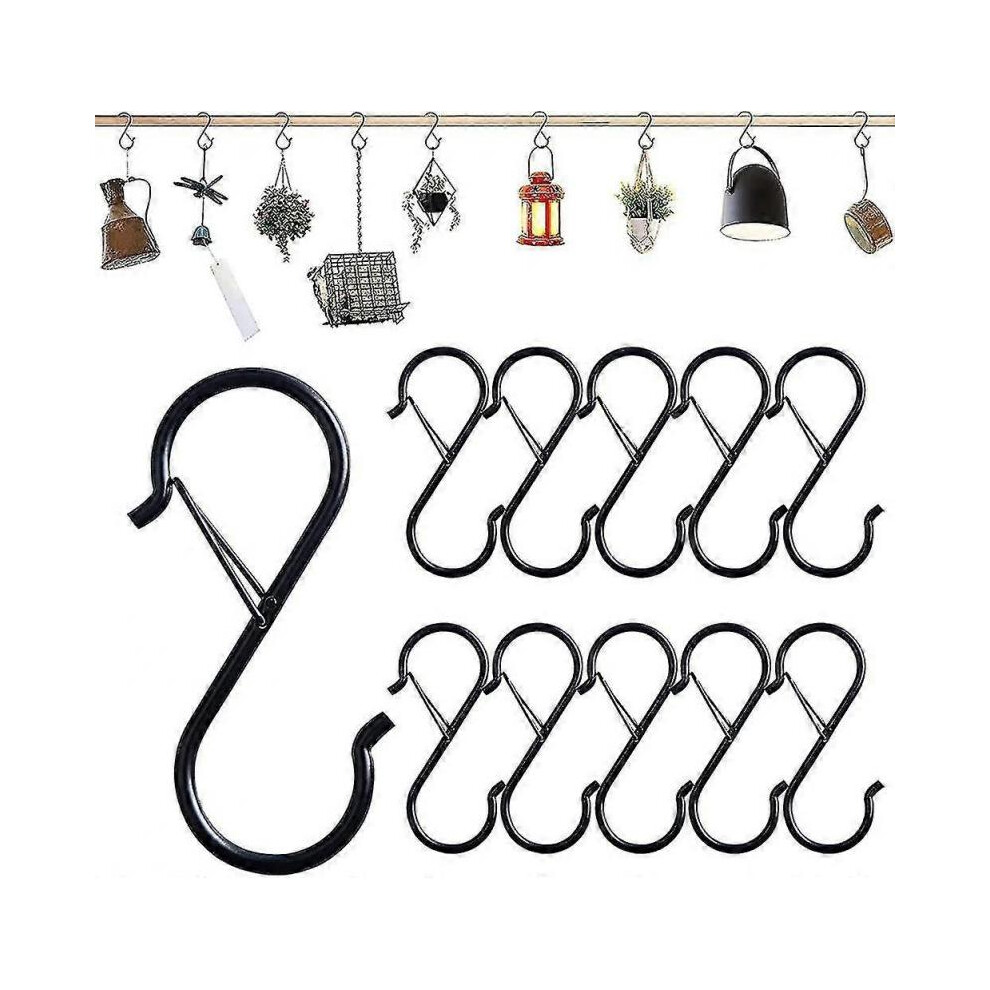 10 Pack S Hooks For Hanging Black S Hooks Heavy Duty Metal Hooks With Safety 5004229851967