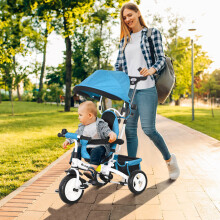 HOMCOM 6 in 1 Kids Trike, Stroller with Parent Handle, Blue