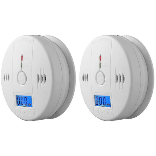 2 Pack Smoke Detector And Carbon Monoxide Detector Alarm with Lcd Display A