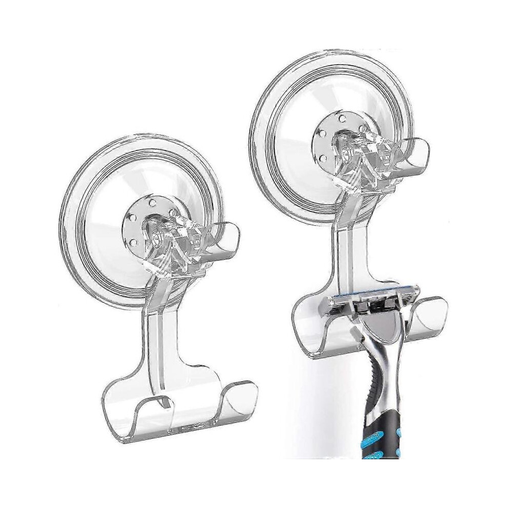 Luxear Shower Razor Holder Suction Hooks 2 Pack Sucker Hooks Reusable Razor Hook for Shower Waterproof Powerful Vacuum Suction Cup Hook Holder for Tow