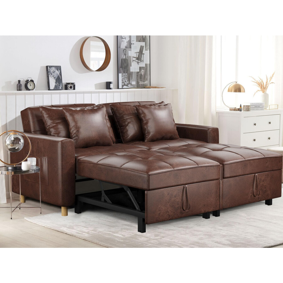 (Brown) YODOLLA 3-in-1 Sofa Bed Double Sleeper Chair Bed