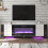 Living And Home Recessed Electric Fireplace TV Stand with Remote Control 2