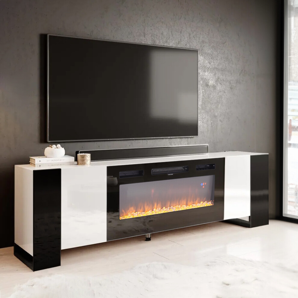 Recessed Electric Fireplace TV Stand with Remote Control