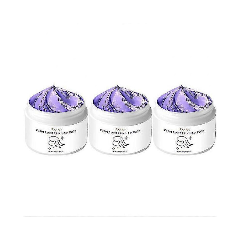 (3pcs) Detroitrain Purple Keratin Hair Mask, Keratin Hair Mask Deep Conditioning