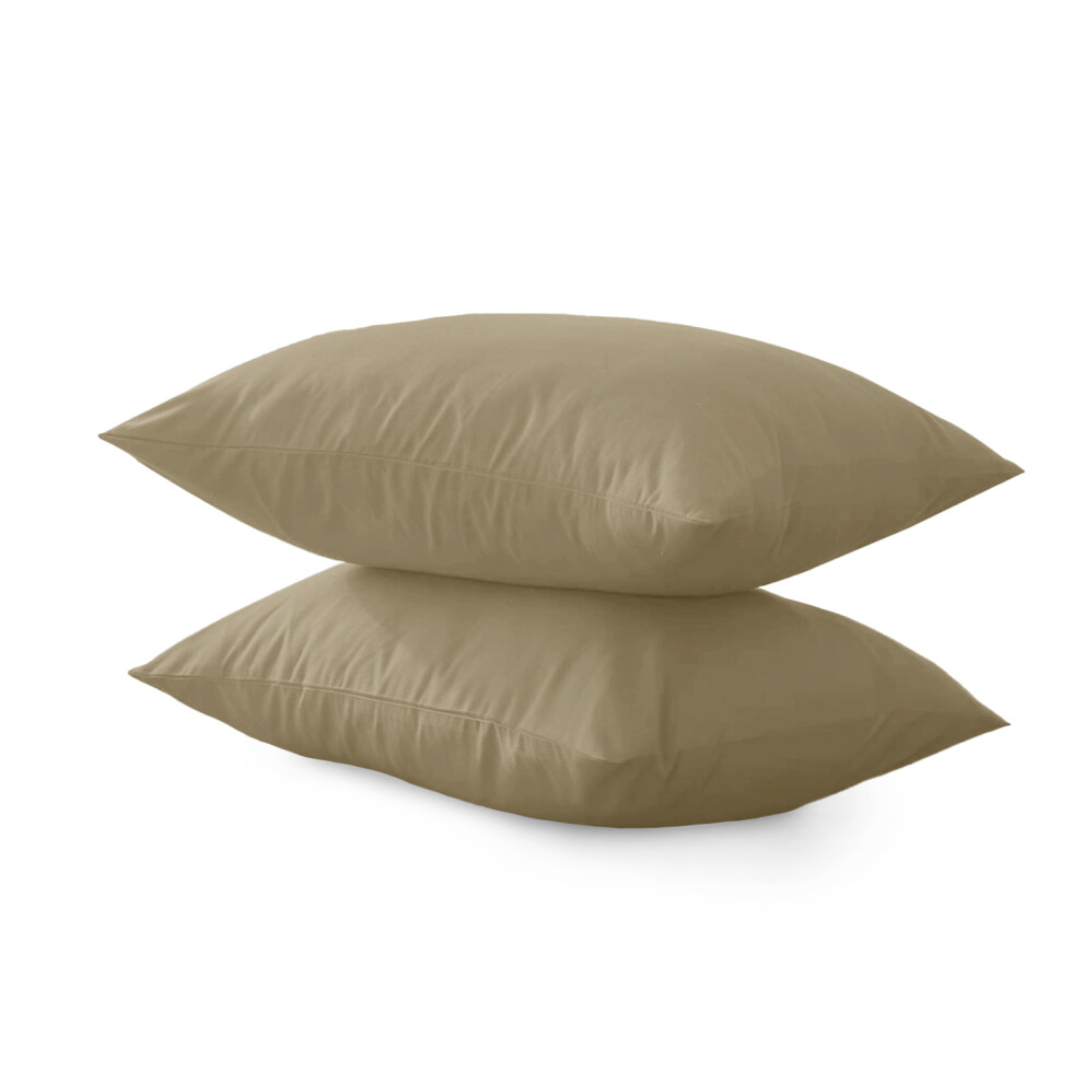 (Beige, Standard Pillow Cover) Reversible Duvet Cover 4 Piece Bedding Set Fitted Bed Sheet & Pillowcases