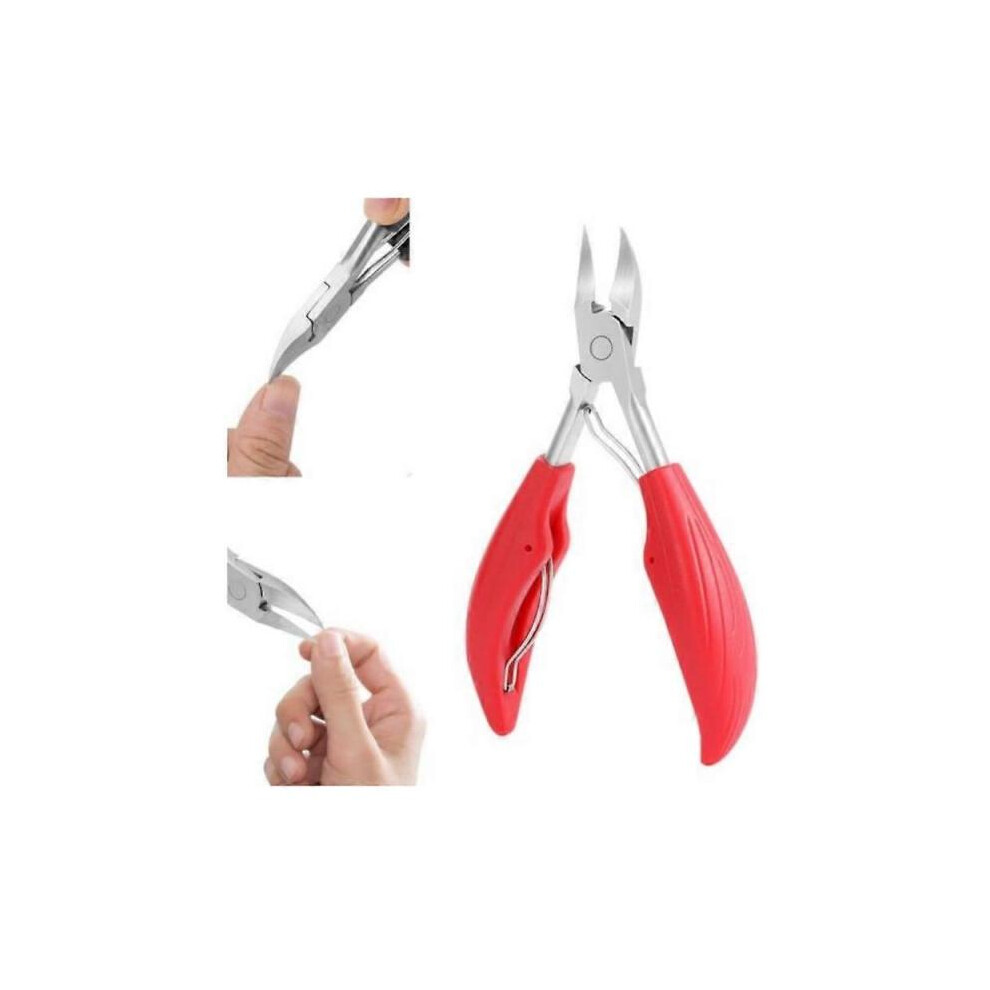 Red (Red) Stainless Steel Nail Clippers,Wide Jaw Opening Anti-Splash Slanted Nail Clipper