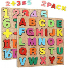Alphabet Number Wooden Puzzles Set compatible Children