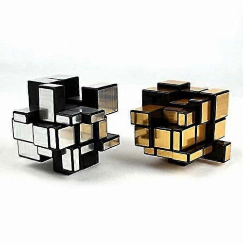 Mirror Speed Cube Puzzle 3x3x3 Gold And Silver Mirror Magic Cube Irregular Speedcubing Set 2 Pack 2