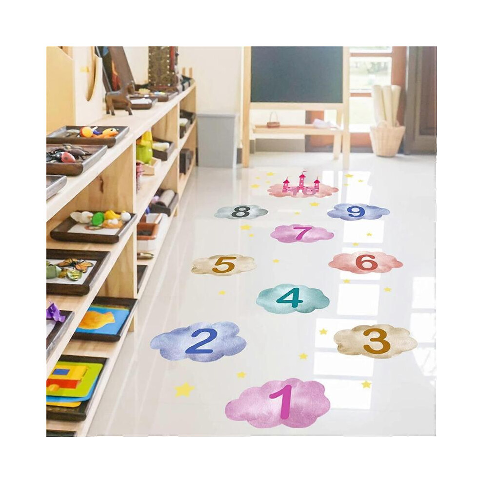 Fun 10-digit hopscotch wall sticker for children - Colourful decals for classrooms and nurseries