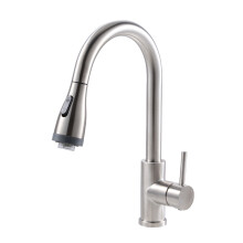 (Brushed Silvery) 304 Stainless Steel Kitchen Faucet with LED Light