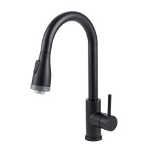 (Black) 304 Stainless Steel Kitchen Faucet with LED Light